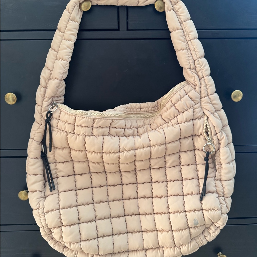 Free People Quilted Carryall Tan Shoulder Bag